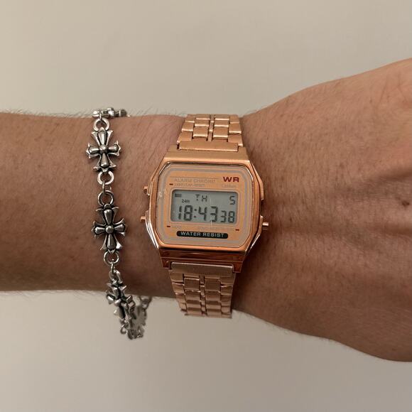 Copied - Casio Digital Watch Black Silver Accents Unisex Retro Y2K Quartz New - Picture 1 of 6